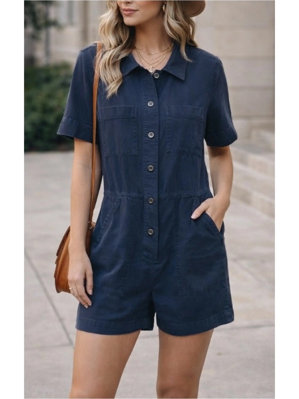 Everlane Navy Cotton Romper